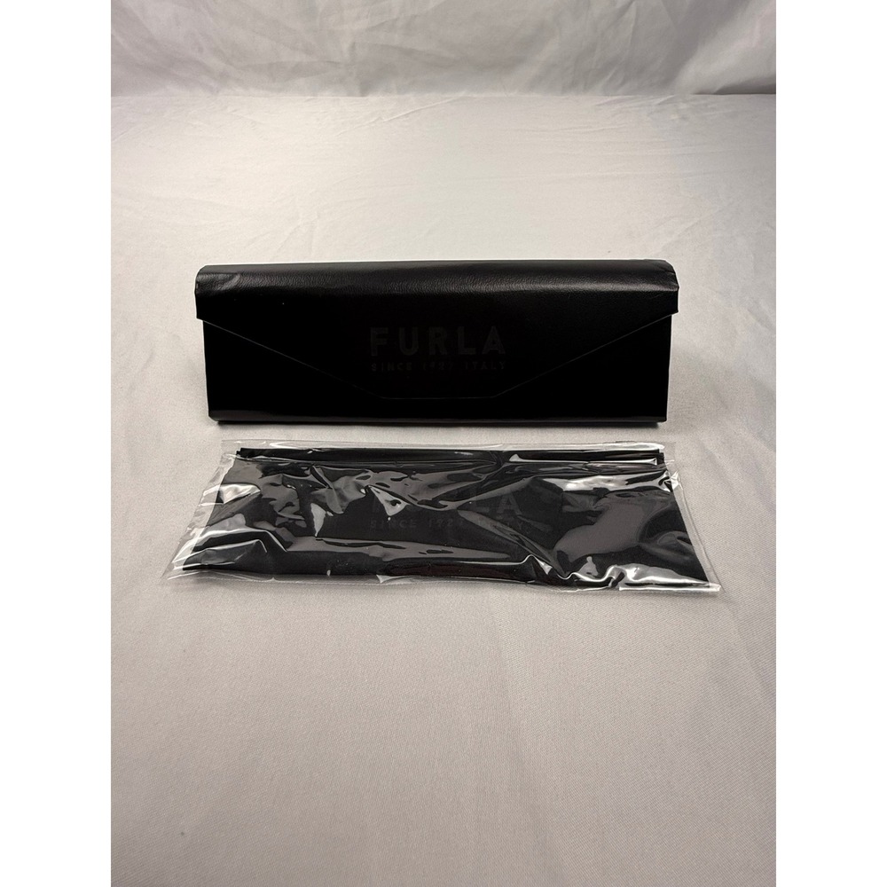 Furla Black‎ Foldable Triangle Sunglasses Case with Cleaning Cloth Hard Shell